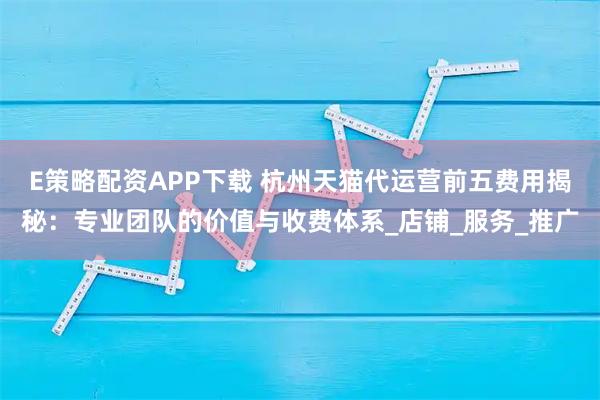 E策略配资APP下载 杭州天猫代运营前五费用揭秘:专业团队的价值与收费体系_店铺_服务_推广